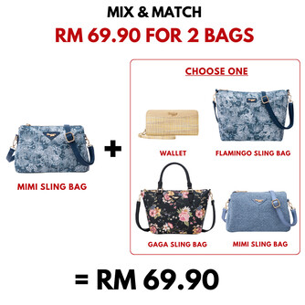 MIMI SLING BAG - FLORAL JEANS CA, NAVY BLUE